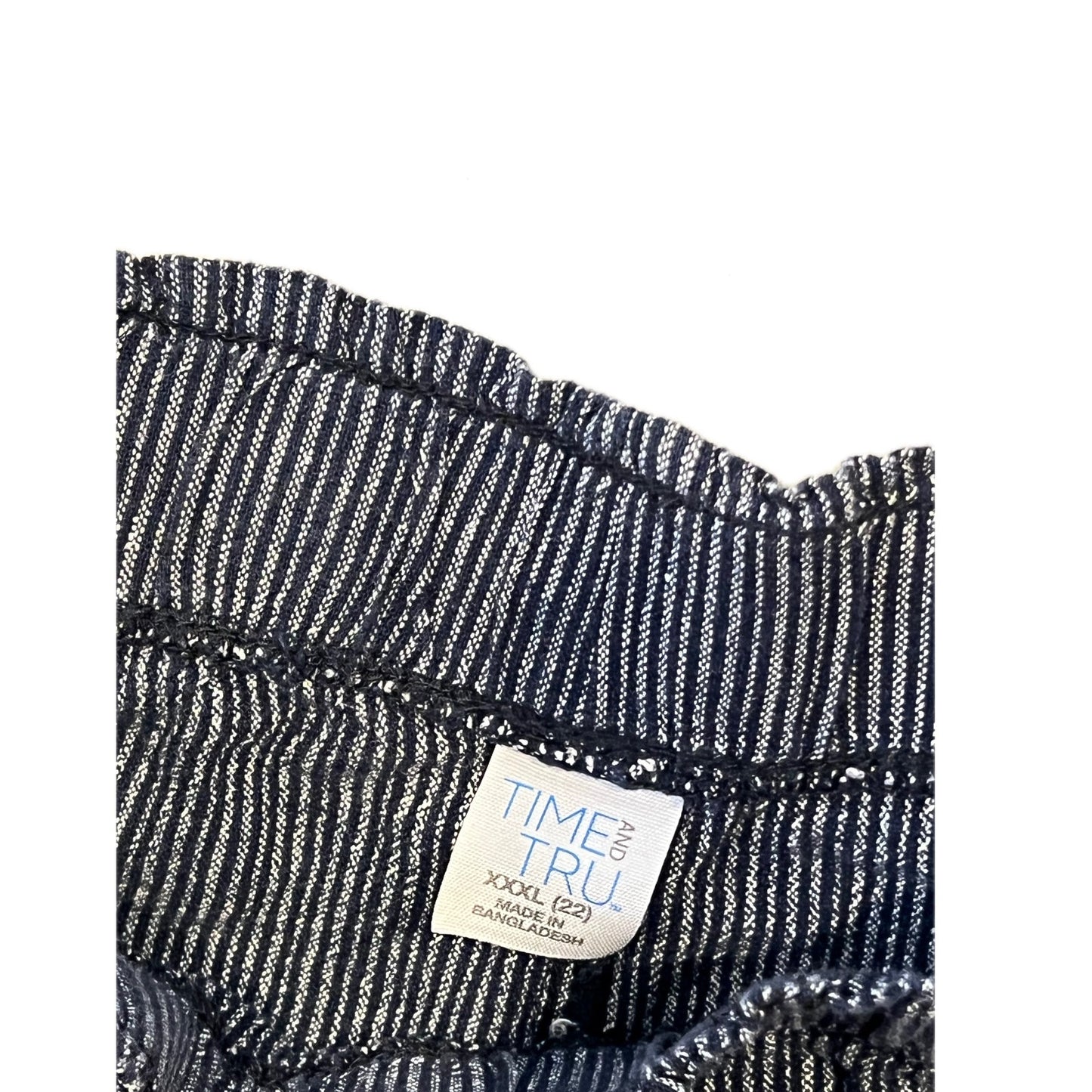 Pantalon de détente plissé rayé Time and True, taille femme 3XL