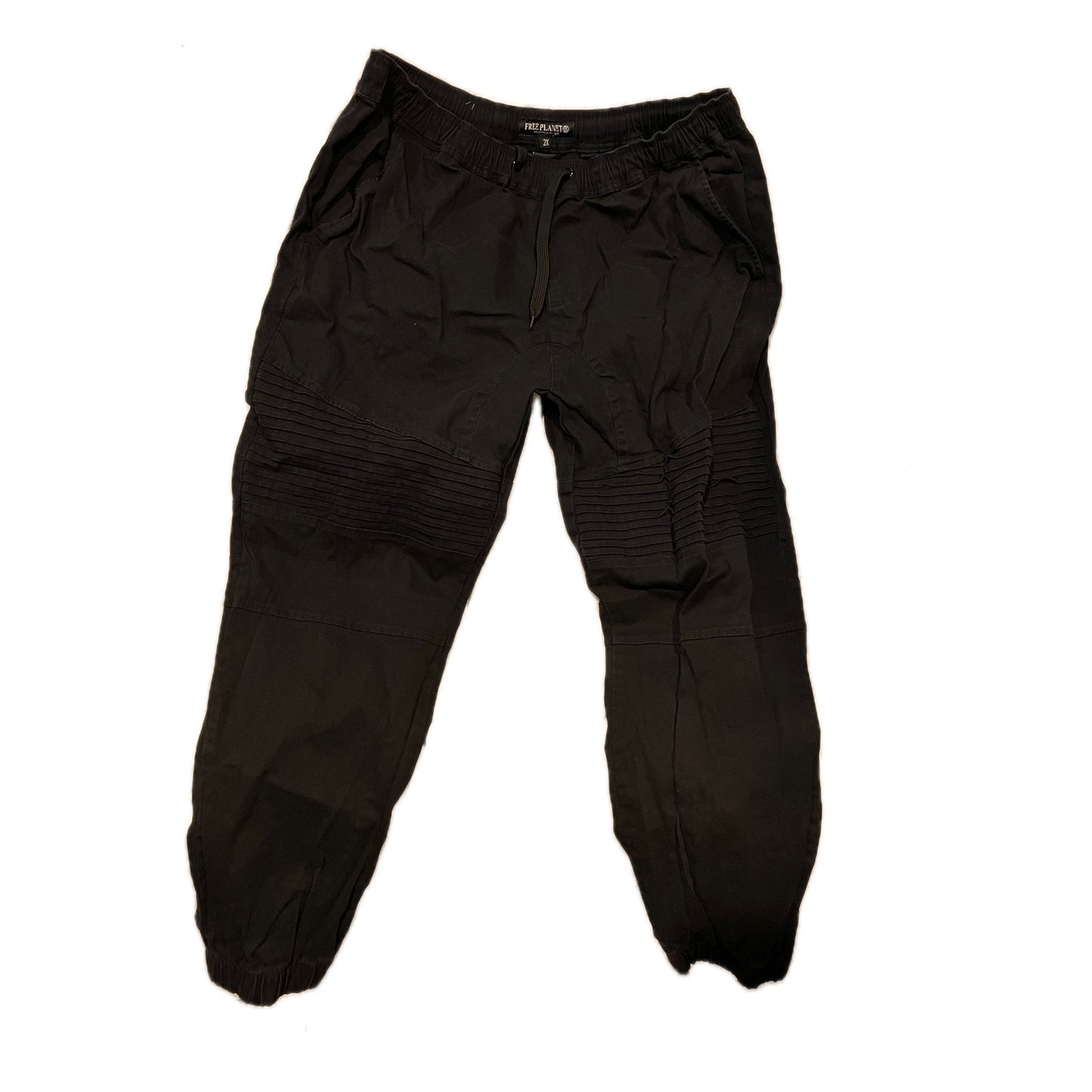 Free Planet Black Cuffed Ribbed Joggers/Chino Mens XXL