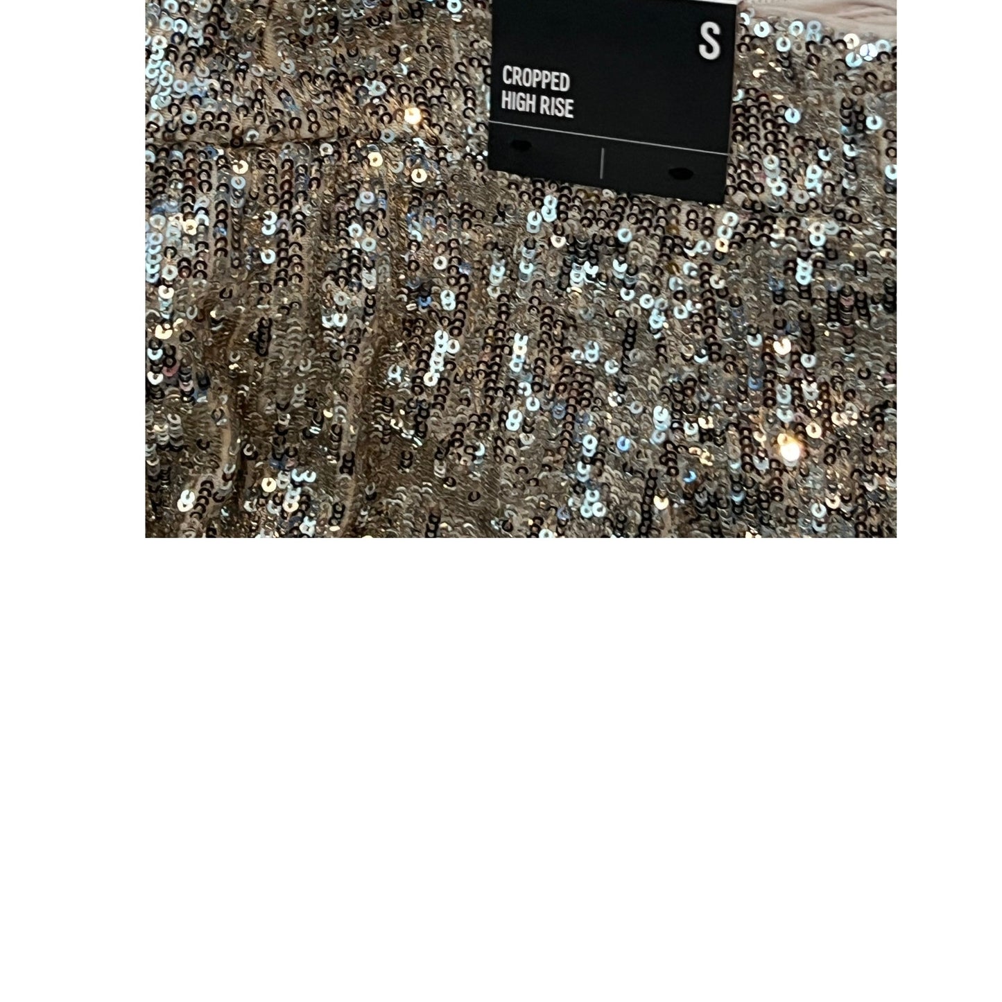 Pantalon large taille haute raccourci à sequins argentés Express Femme Taille S