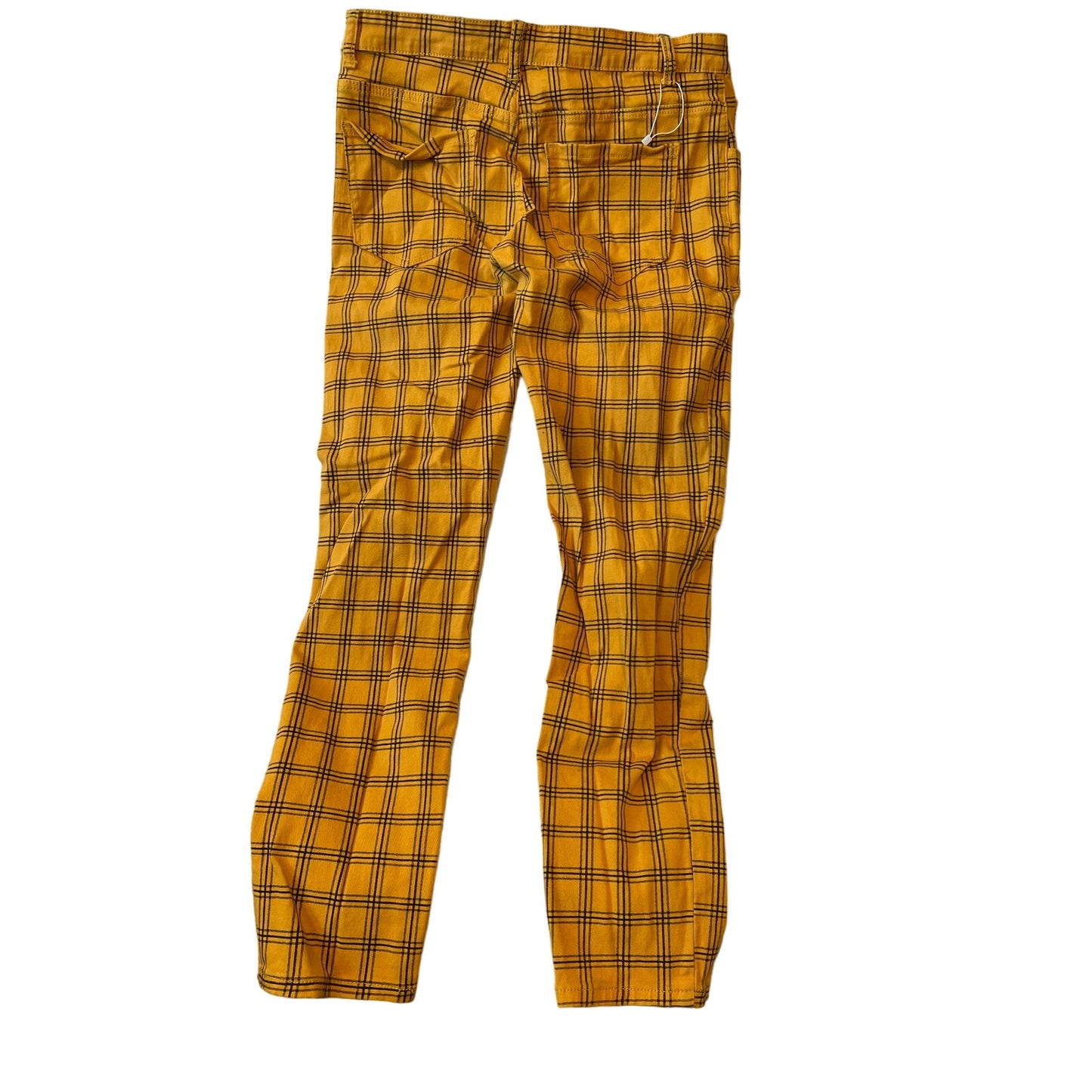 Yellow Checkered Straight Fit Streetwear Jeans Mens 32x30