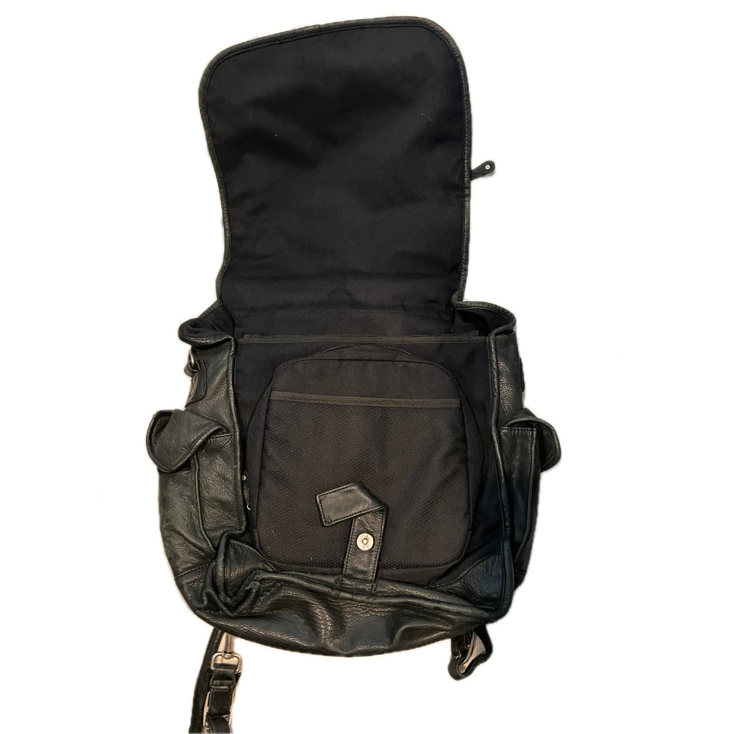 Sac à dos vintage en cuir noir Canyon Outback