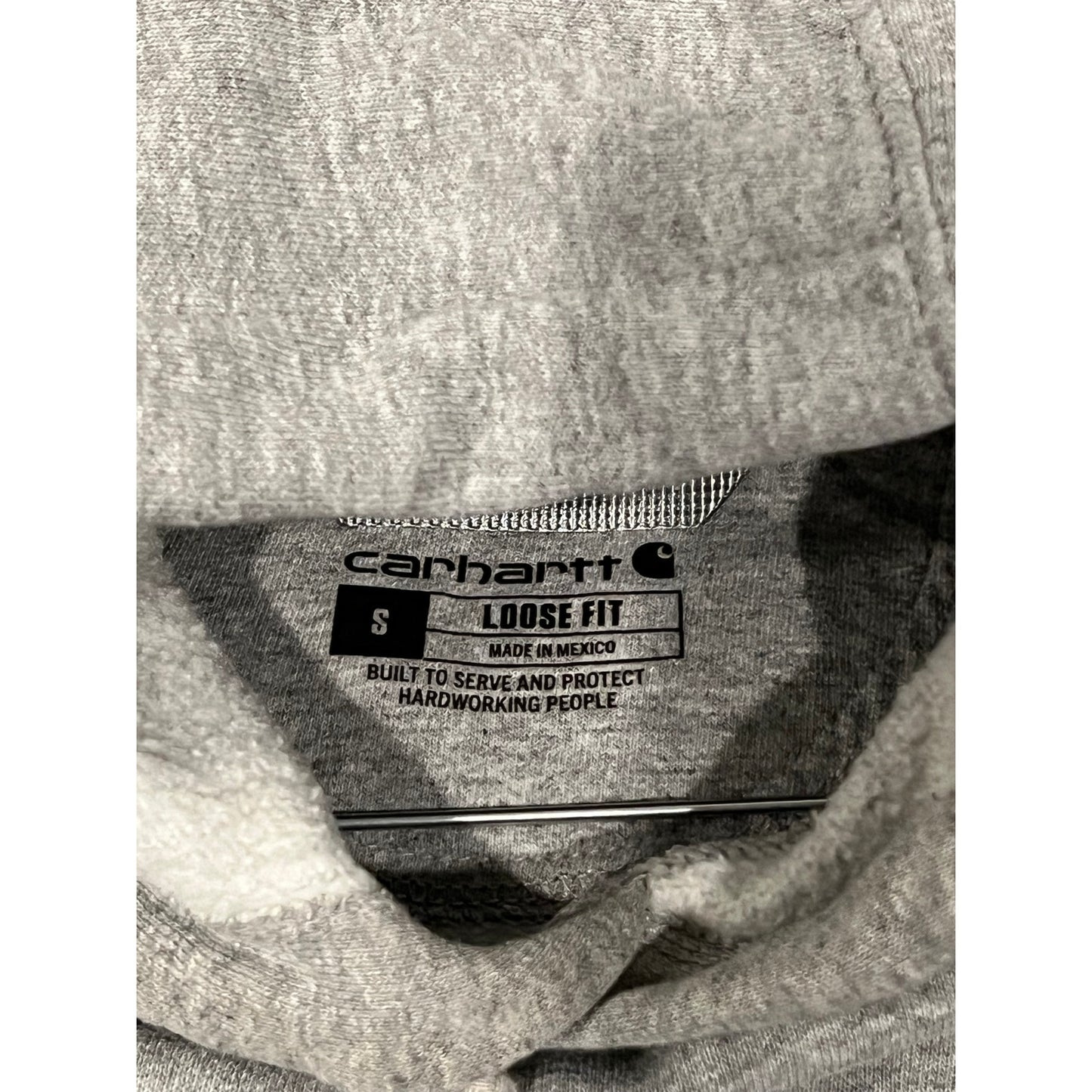 Sudadera Carhartt con Capucha Gris, de Hombre, Talla Pequeña, Corte Holgado