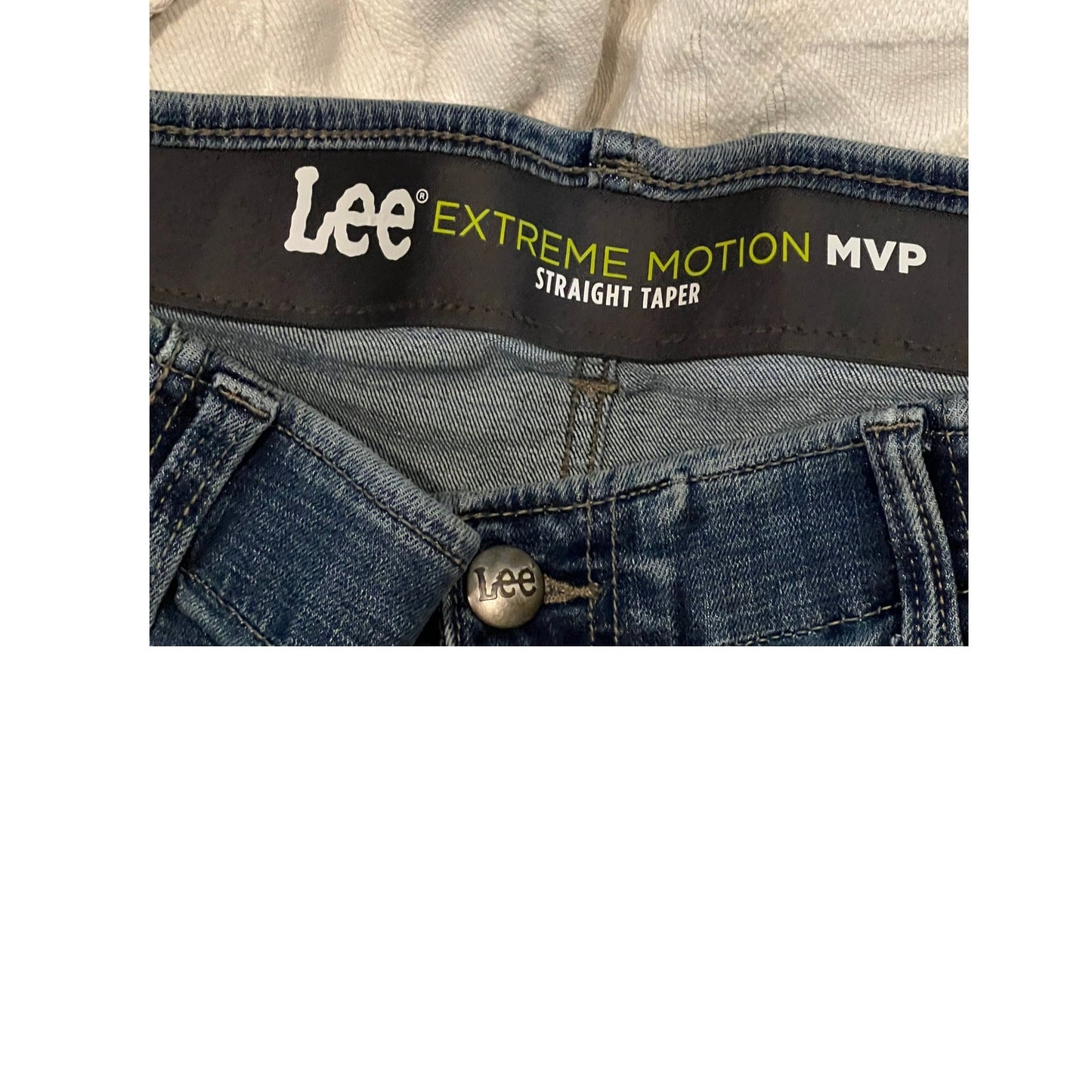 Lee Extreme Motion Straight Taper Fit Blue Jeans Mens 40x32