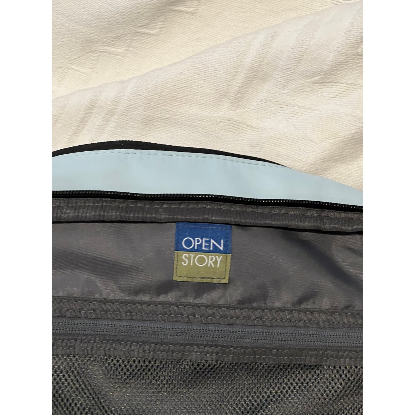 Open Story Signature Day Trip Backpack Creme Green Black