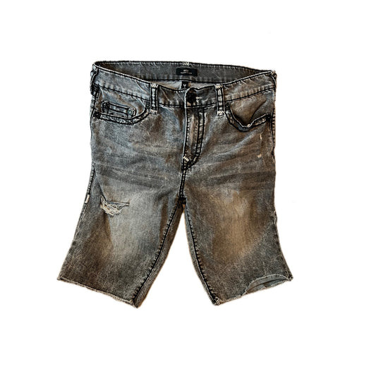 True Religion Rocco Relaxed Straight Black Jean Shorts W36