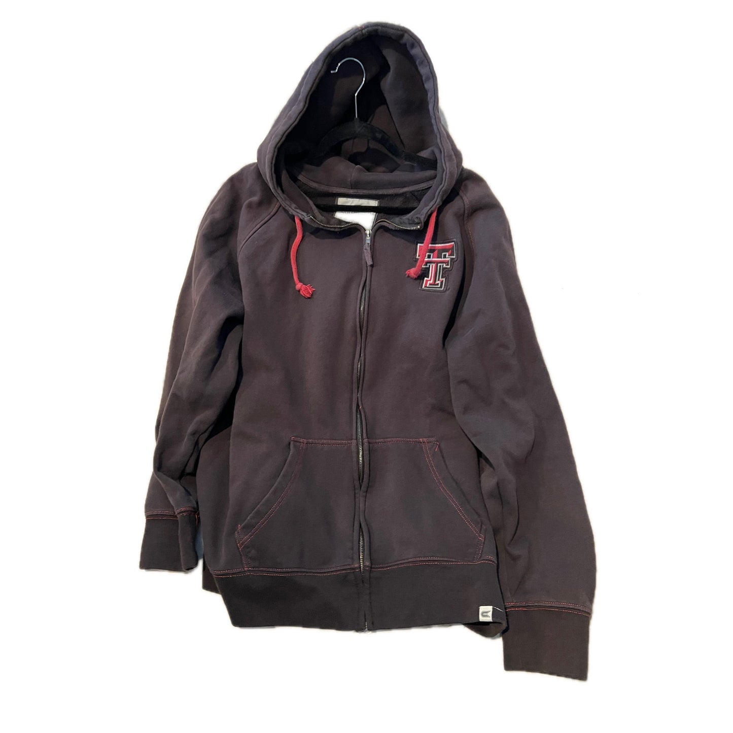 Sudadera con capucha pesada con cremallera completa Colosseum Texas Tech marrón para hombre, talla grande