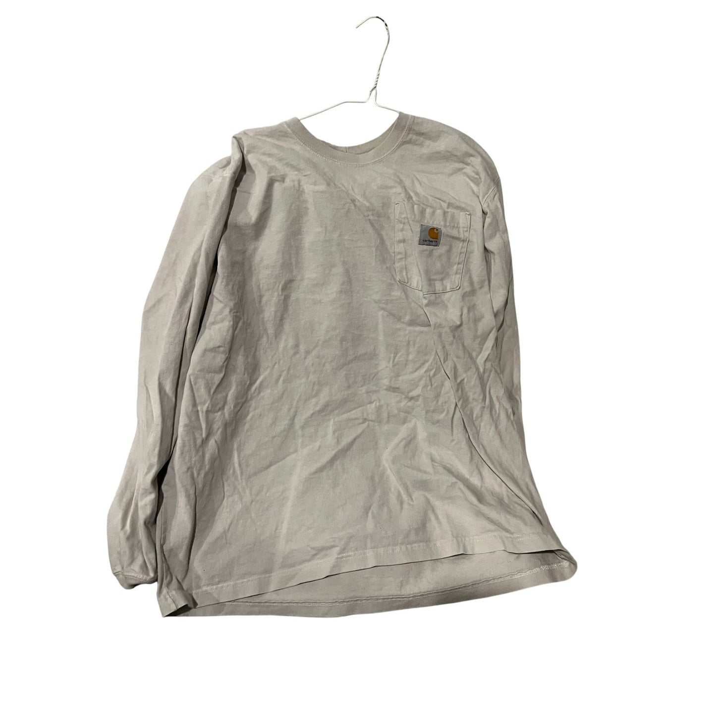 Camiseta Carhartt Blanca de Manga Larga con Bolsillo, Ajuste Holgado, Talla Grande para Hombre