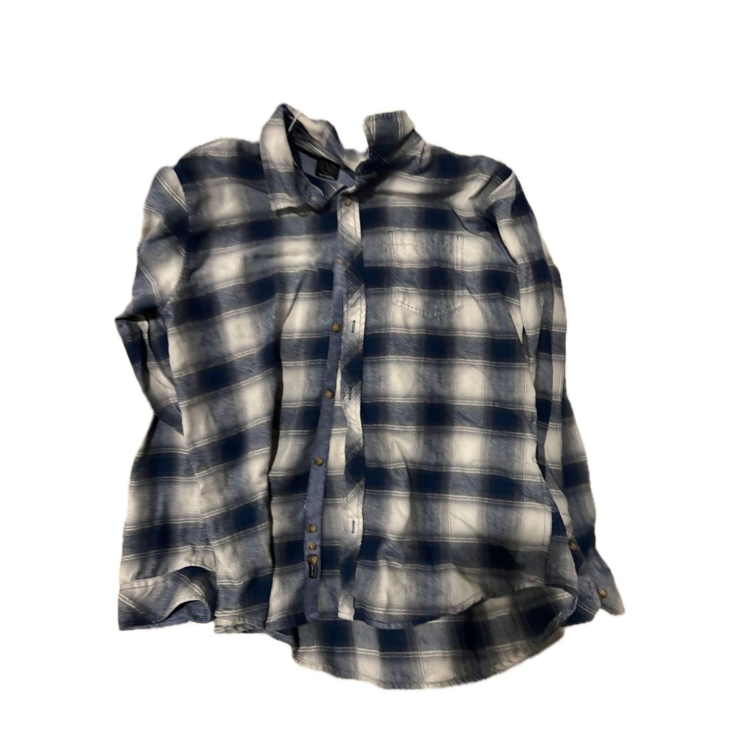 Camisa de franela de Burnside, azul grisáceo, con botones, para hombre, talla XL