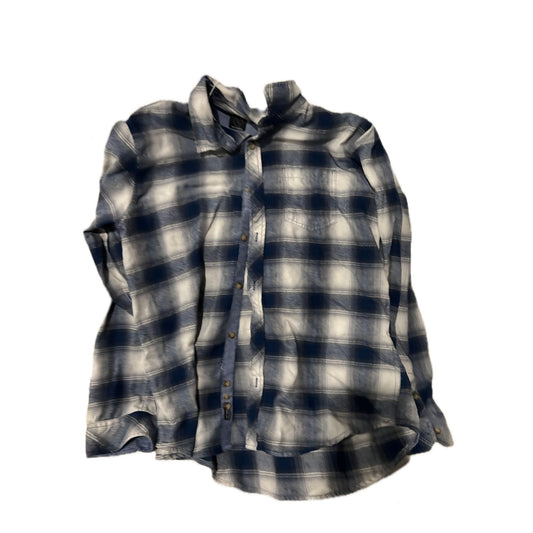 Burnside Blue Gray Button Up Flannel Shirt Mens XL
