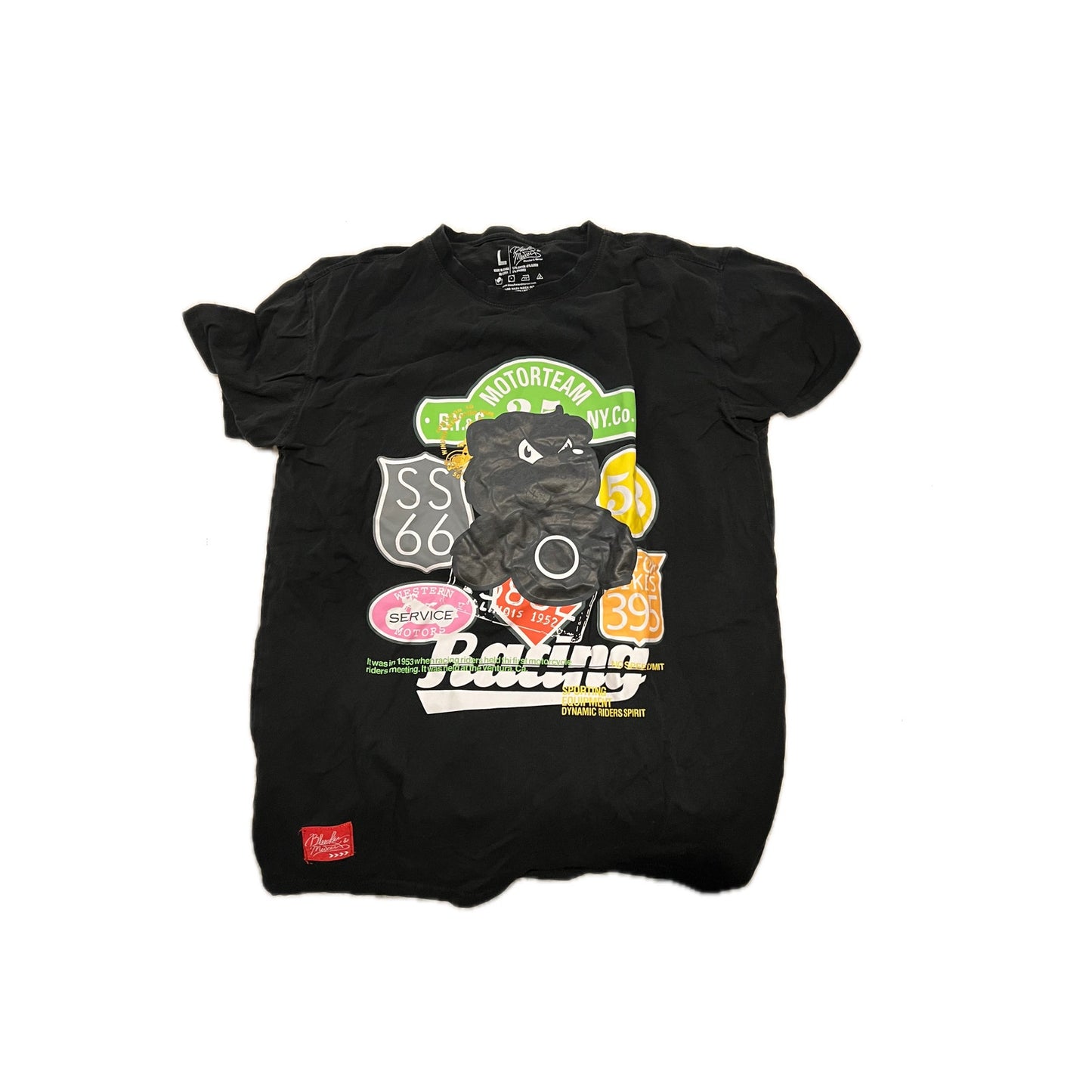 Bleecker and Mercer Bear Racing Black T-Shirt Mens Large