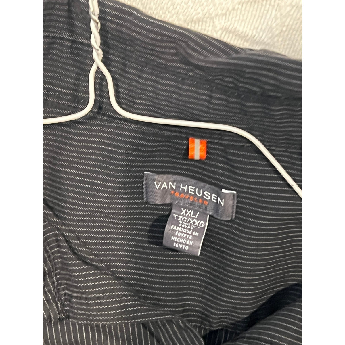 Van Heusen Striped Charcoal Gray Button Down Shirt Mens XXL