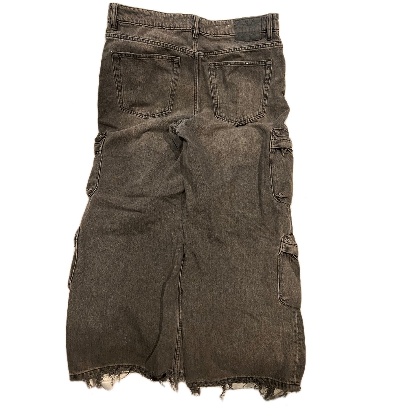 Cotton On Ultra Baggy Black Distressed Cargo Jeans 32x28