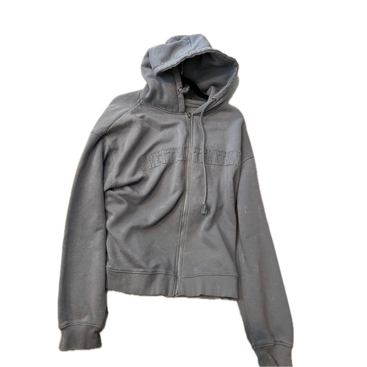 Pretty Little Thing Full Zip Crop Top Gray Hoodie Womans S