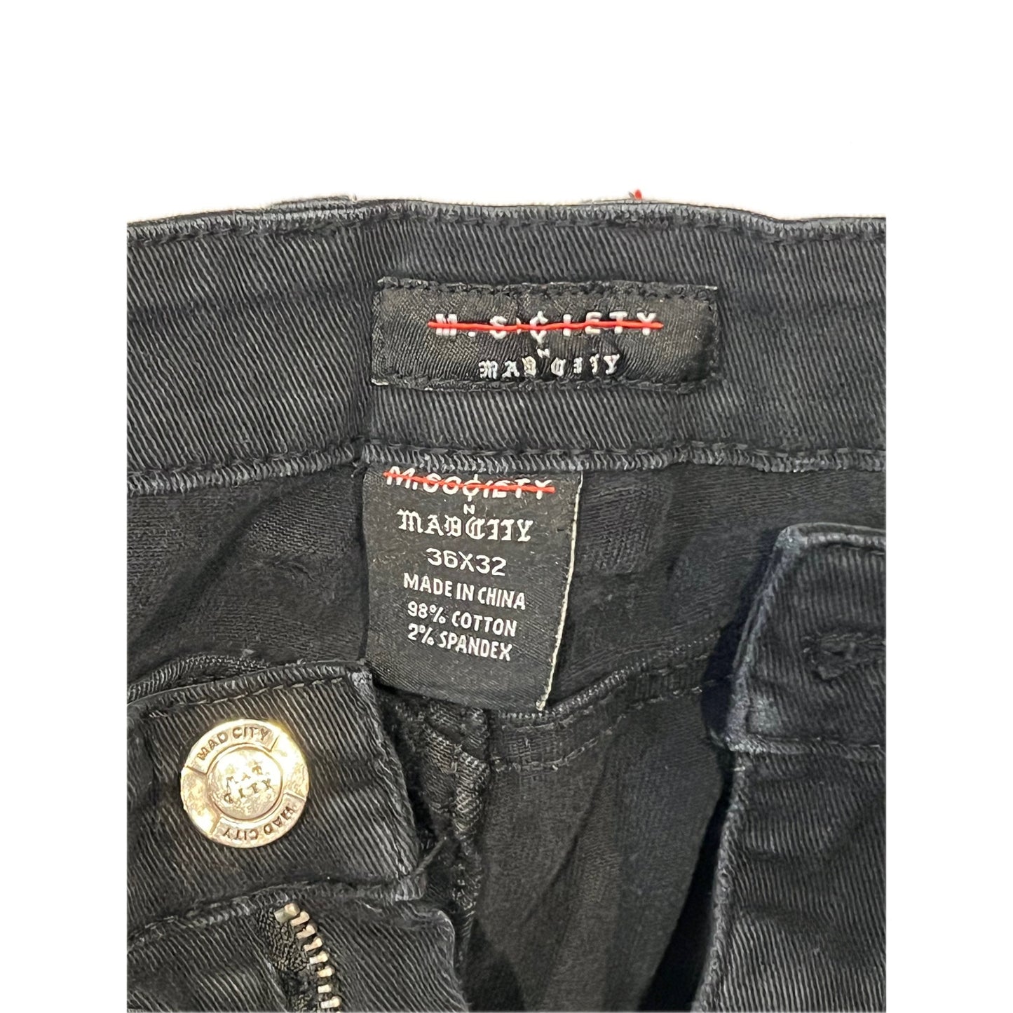 M Society Distressed Black Slim Fit Jeans Mens 36x32