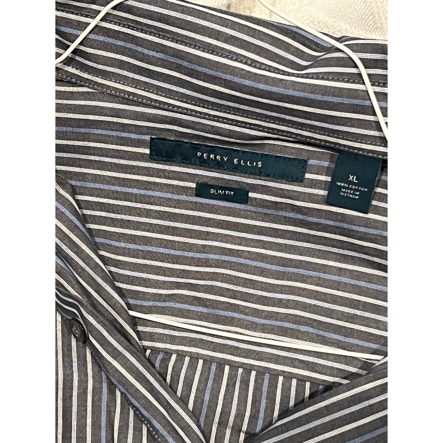 Perry Ellis Slim Fit Button Long Sleeve Stripe Shirt Mens XL