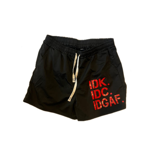 Manfinity IDK IDC IDGAF Black Shorts Mens XL