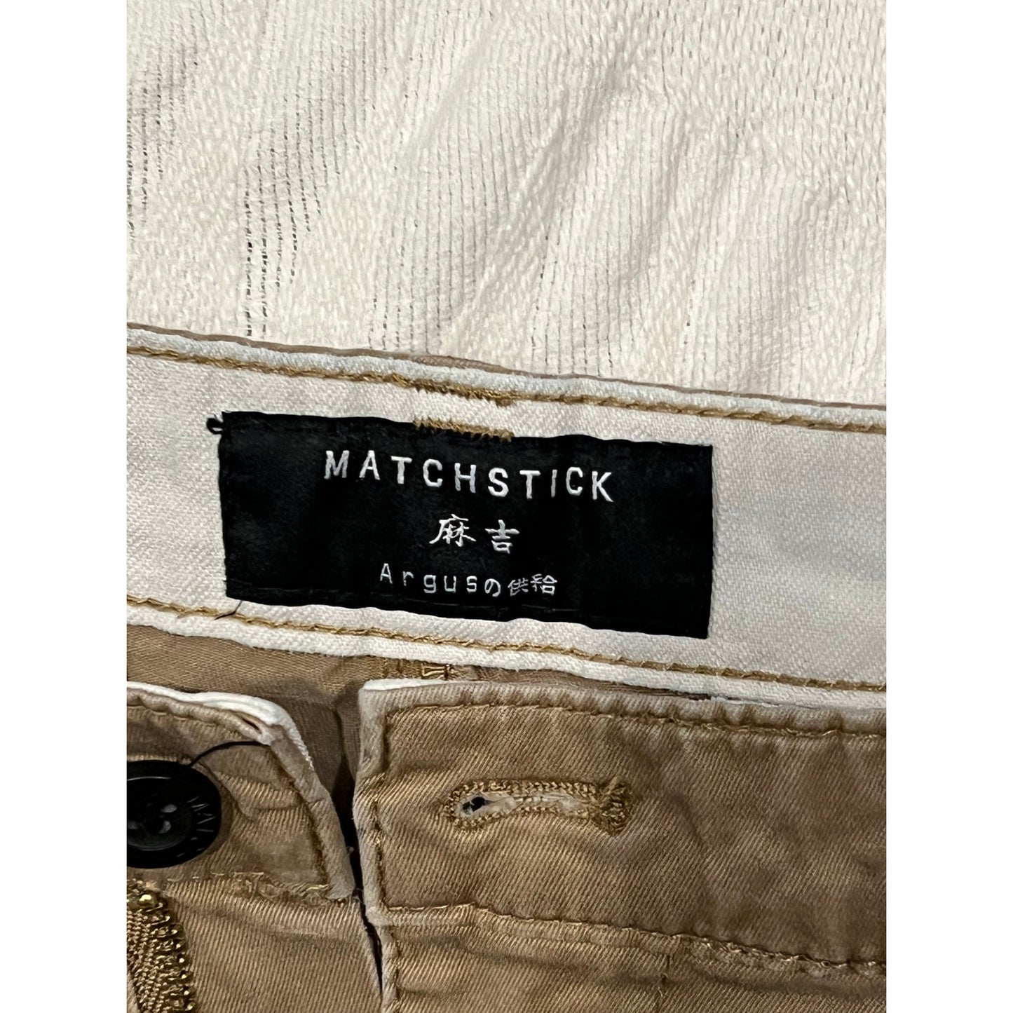 Pantalones chinos Matchstick Beige Argus rectos de hombre 36x28