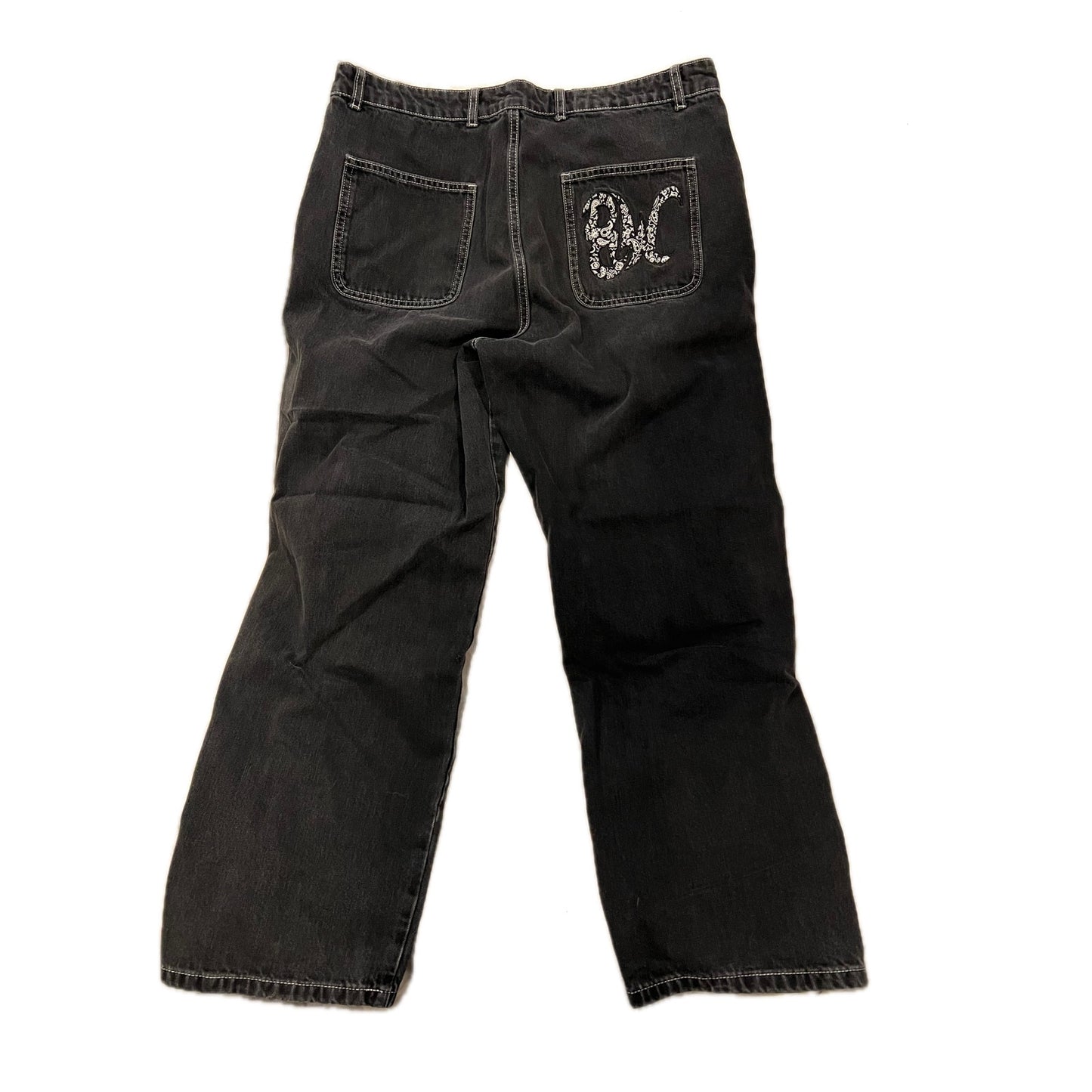 8THWNDR Washed Baggy Black Skater Carpenter Jeans 34x30