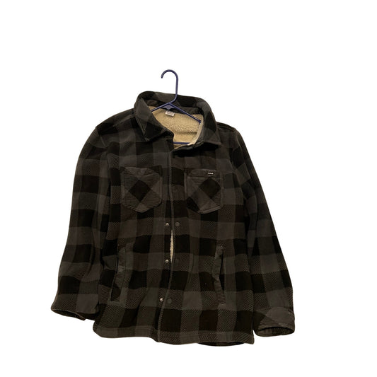 Hurley Black Plaid Flannel Fleeced Sherpa Shacket Men XL