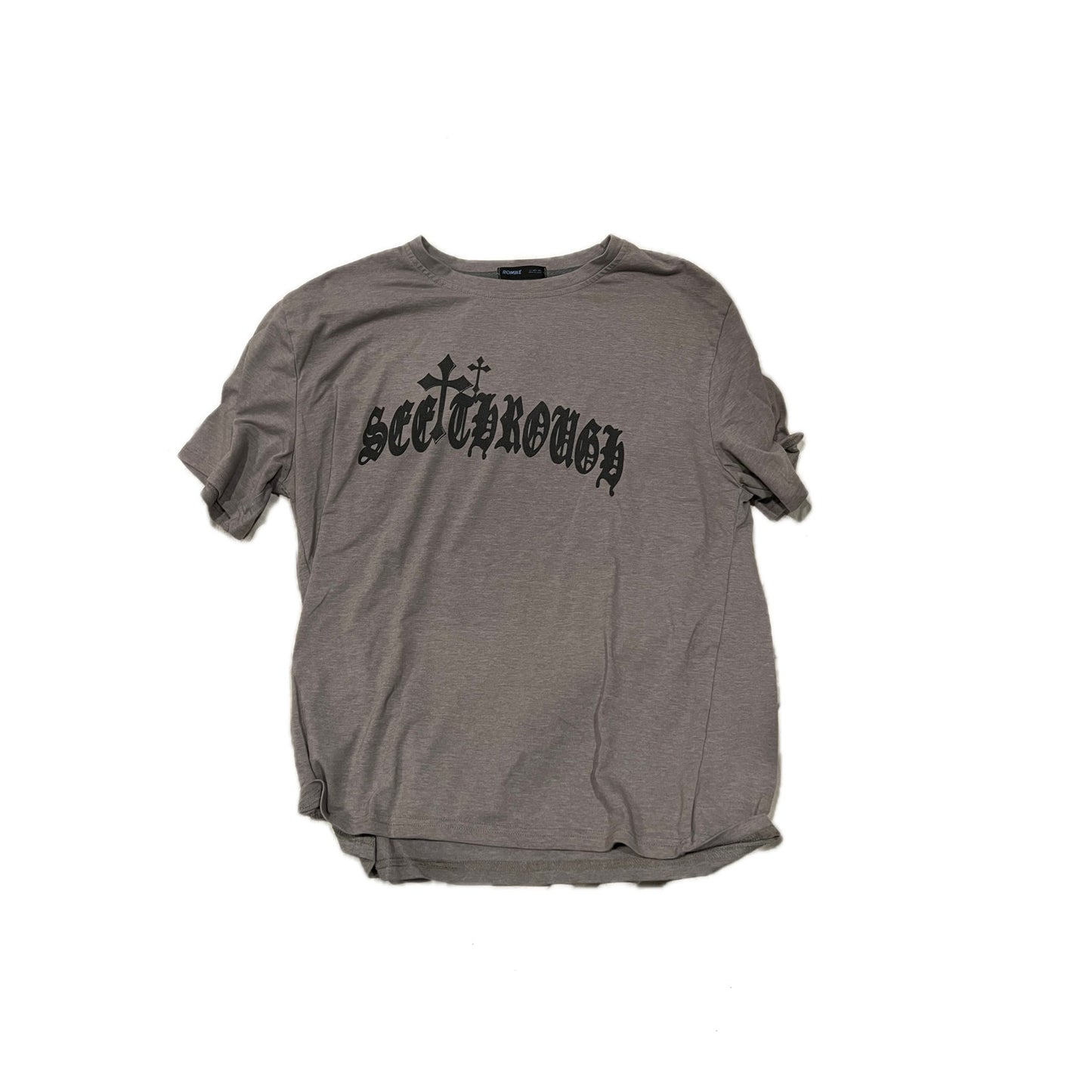 Camiseta gris transparente Romwe, talla L para hombre