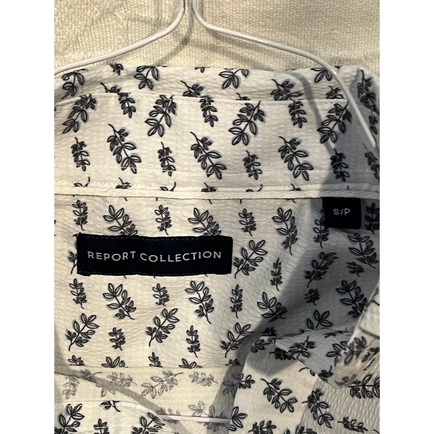 Report Collection Leaf Print Short Sleeve Shirt Mens Sm