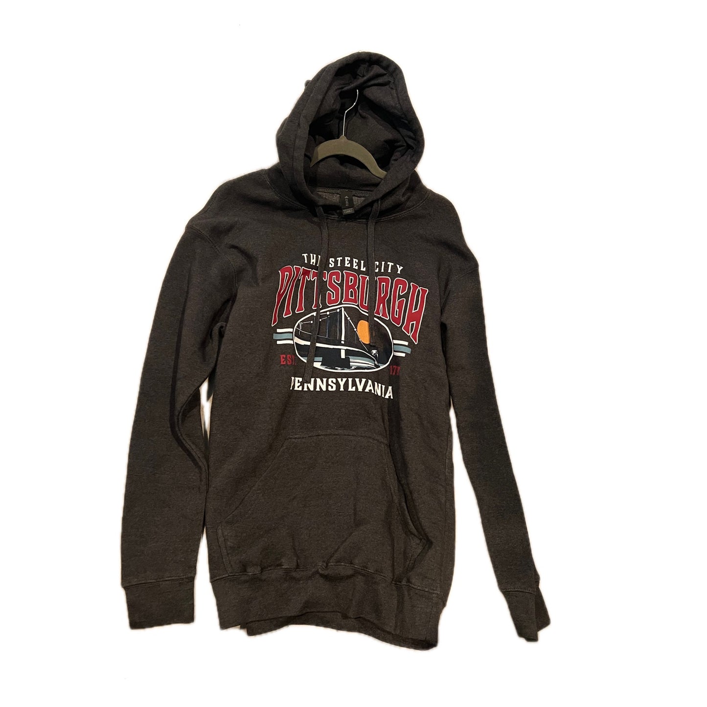 Gildan Pittsburgh The Steel City Black hoodie Mens Large