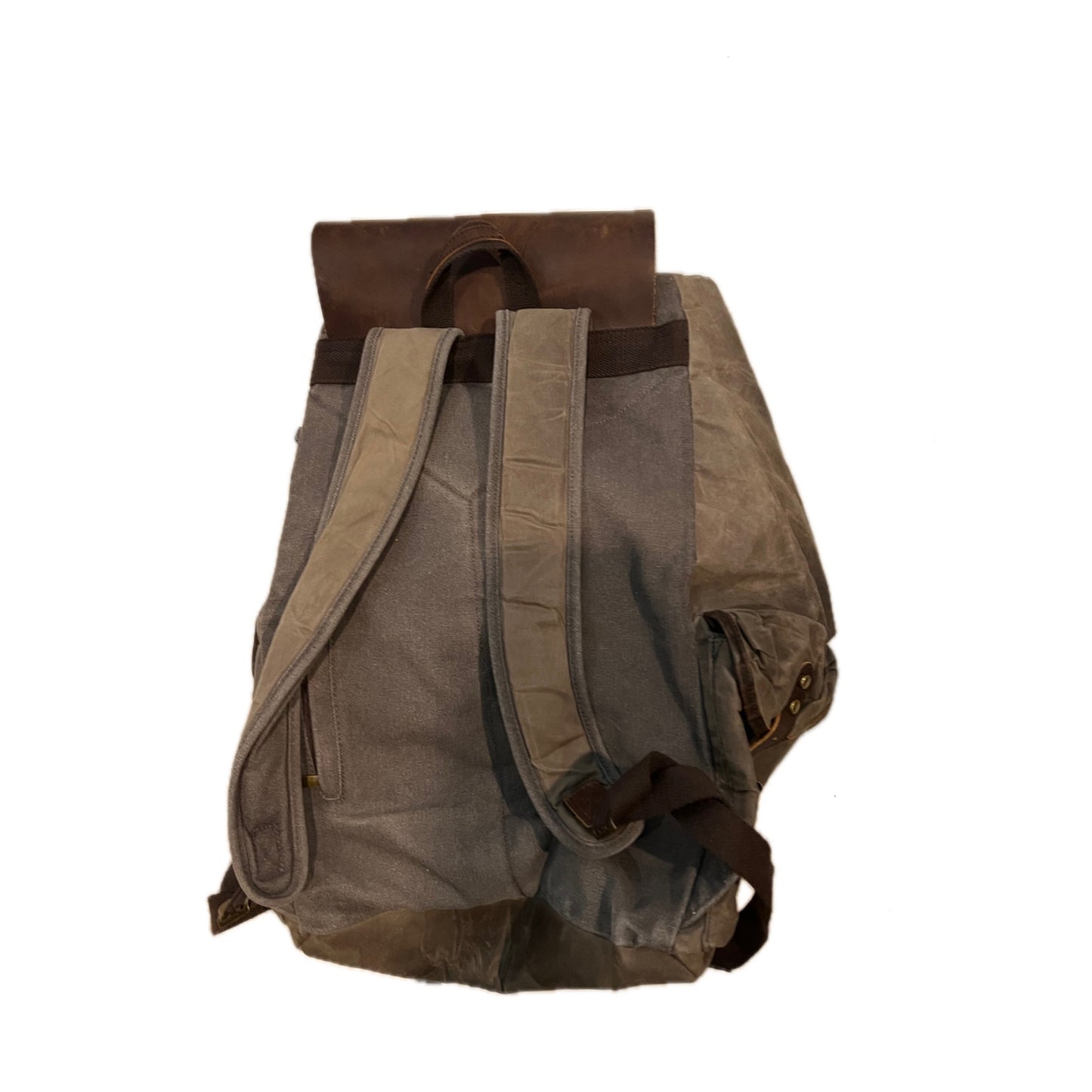Wudon Leather Canvas Backpack, Top Loading