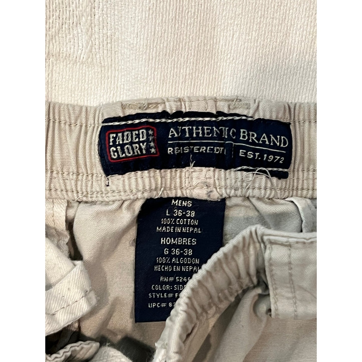 Faded Glory Tan Cargo Shorts Mens L 36-38