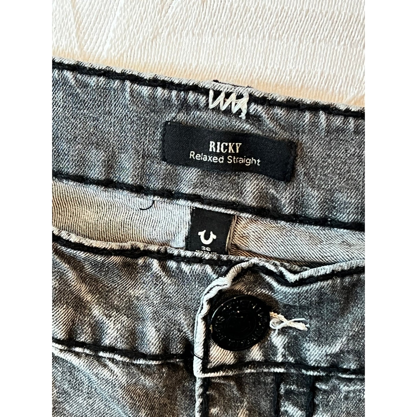 True Religion Rocco Relaxed Straight Black Jean Shorts W36