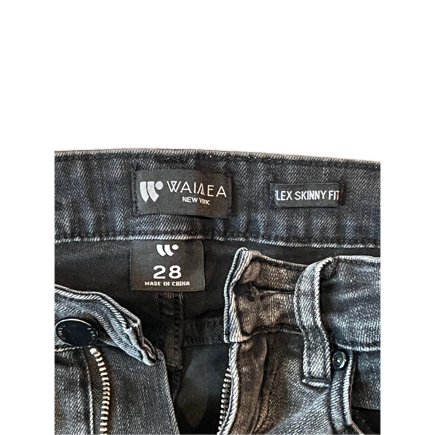 Waimea Slim Fit Distressed Streetwear Black Jeans Mens 28x28