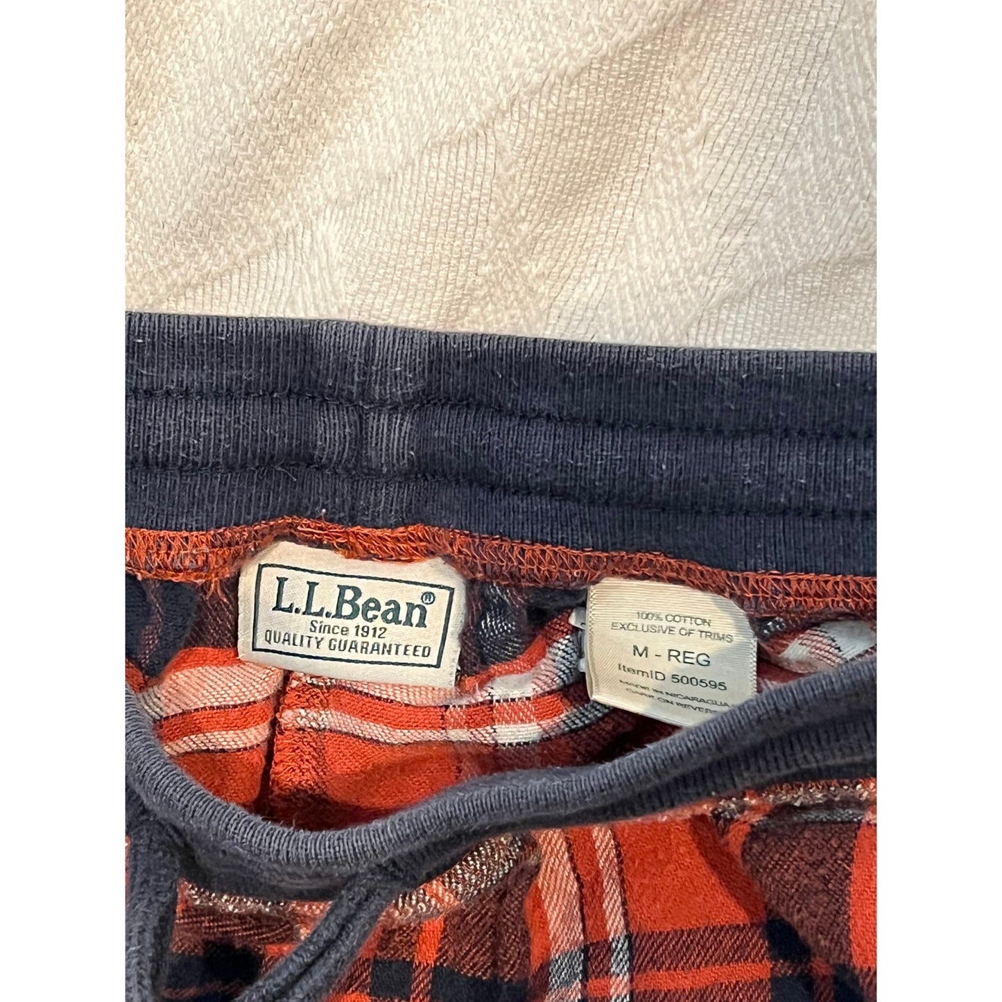 LL Bean Red Checked Sleepwear Pants Mens Med