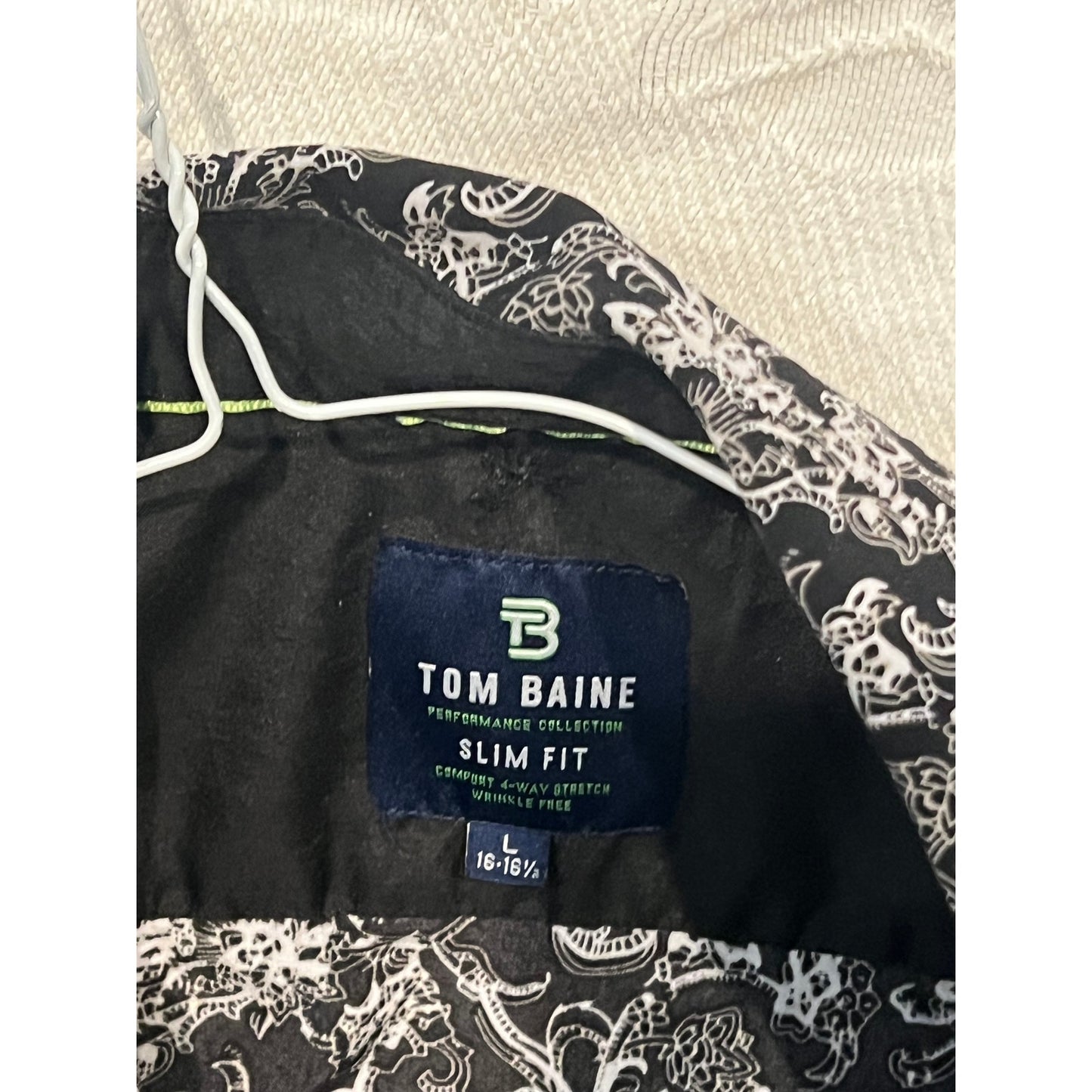 Tom Baine Slim Fit Long Sleeve Paisley Shirt Mens L 16-16.5