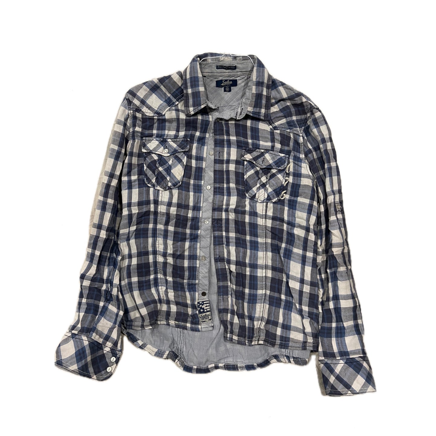 Denim Propaganda Wear Gray Button Up Flannel Shirt Mens XL