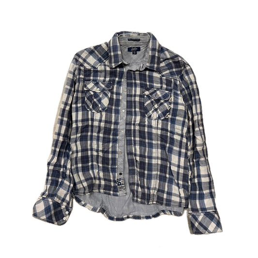 Denim Propaganda Wear Gray Button Up Flannel Shirt Mens XL