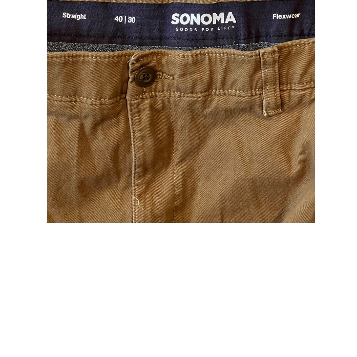 Sonoma Straight Flexwear Khaki Cargo Jeans Mens 40x30