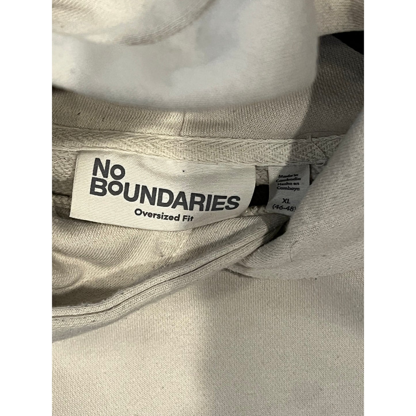 No Boundaries Oversized Fit Creme Hoodie Mens XL