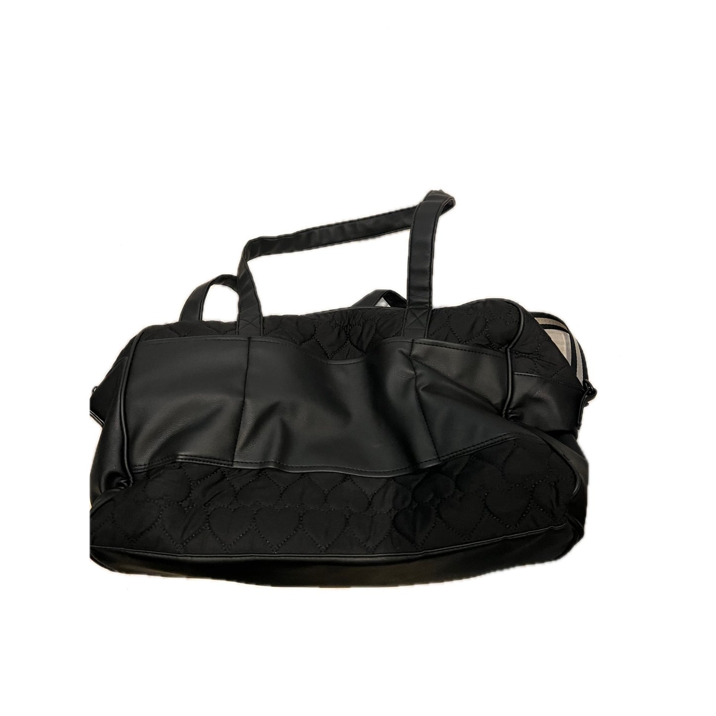 Betsey Johnson Black Heart Quilted Travel Bag 18x12x9 inches