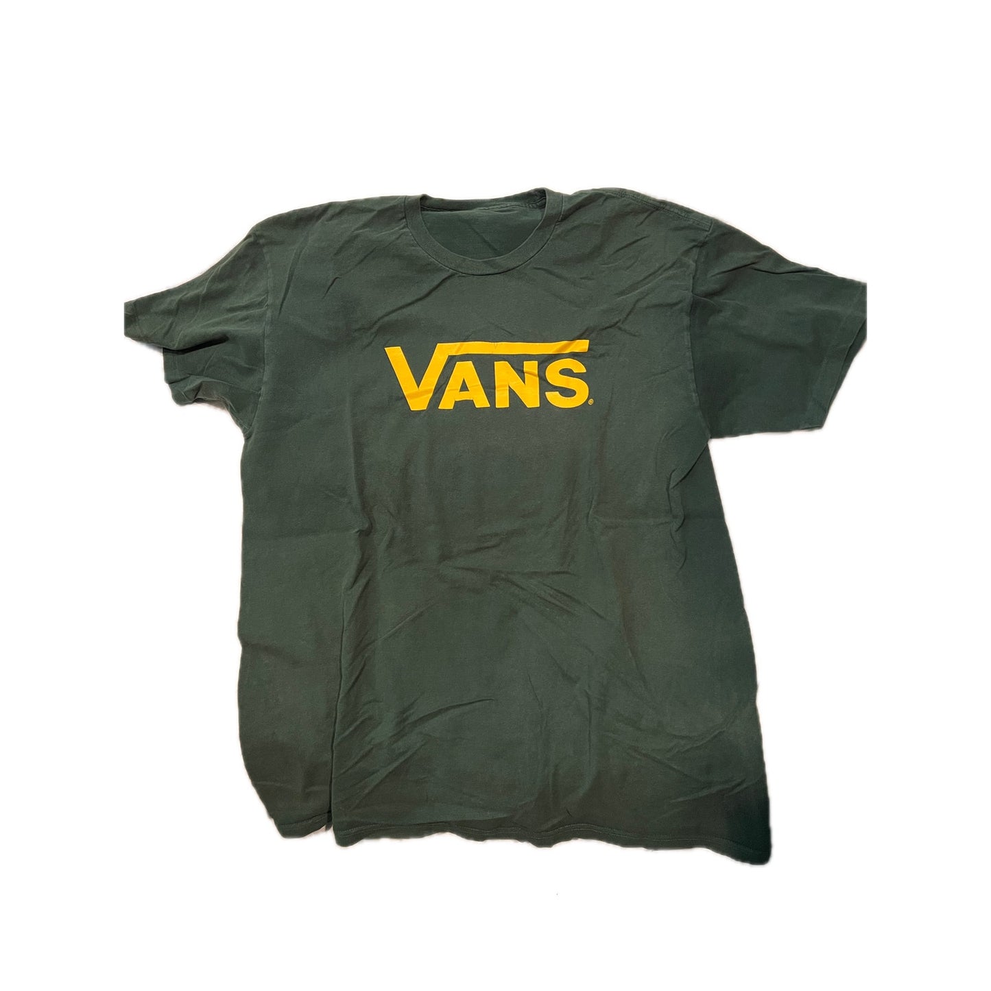 VANS Black Off The Wall Green Yellow T-Shirt Mens Large