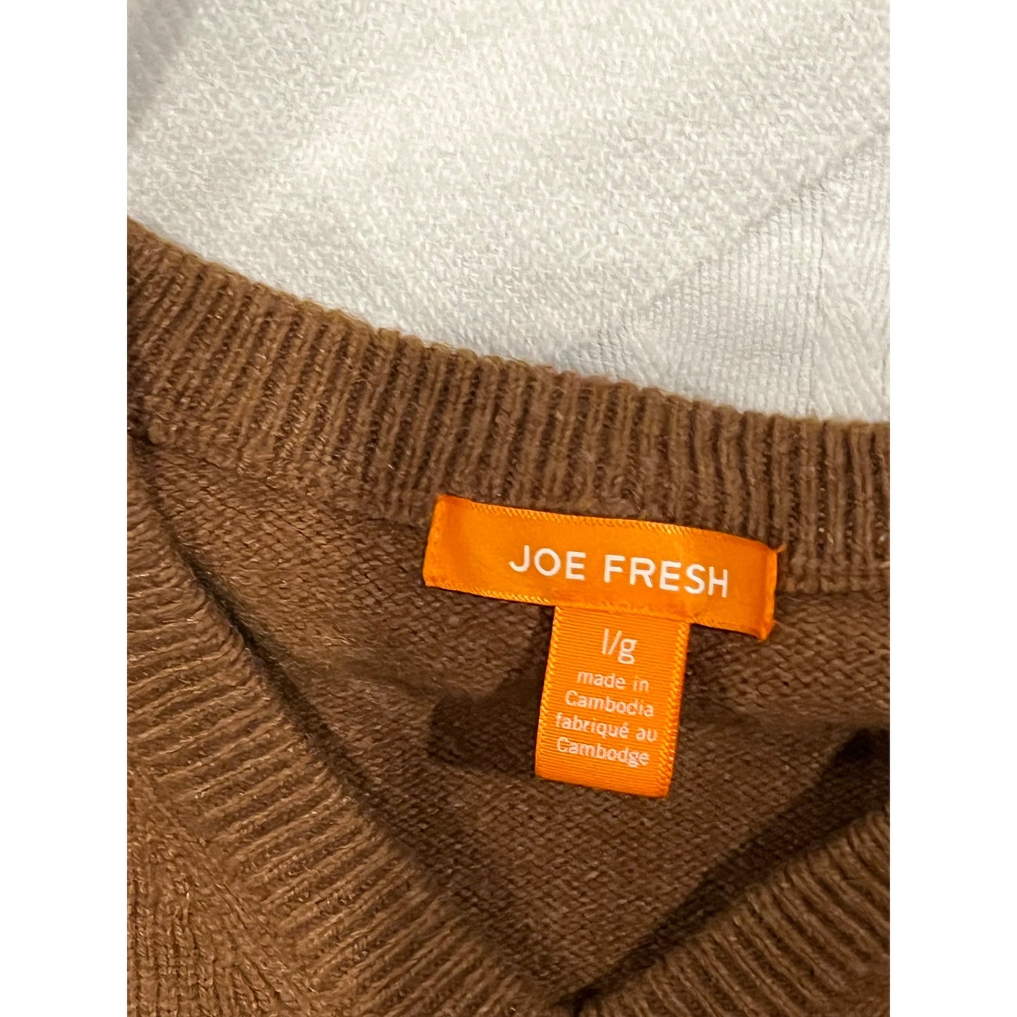 Sudadera con cuello en V de Joe Fresh, color marrón/óxido, talla grande de mujer, mediana unisex