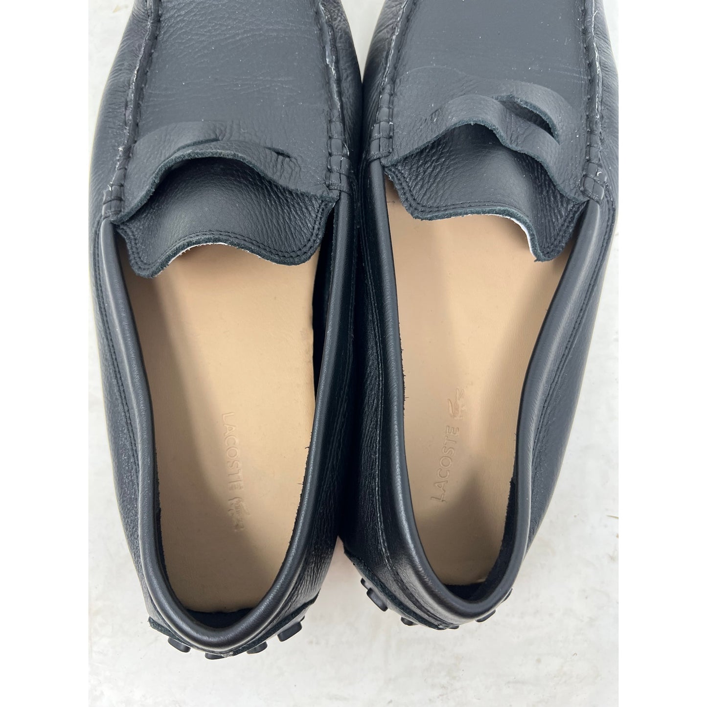 Lacoste Mens Sz 10 Concours  Brown Leather Driving Loafers