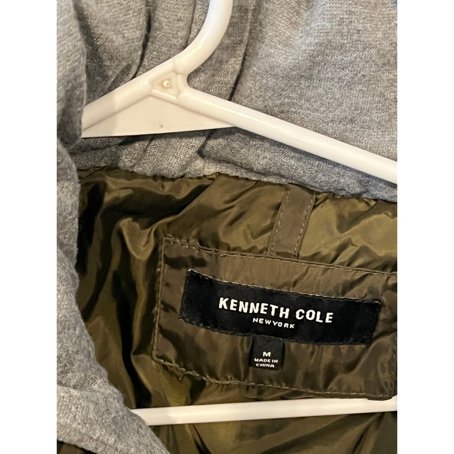 Kenneth Cole Puffy Hooded Parka Mens Med Drab Green