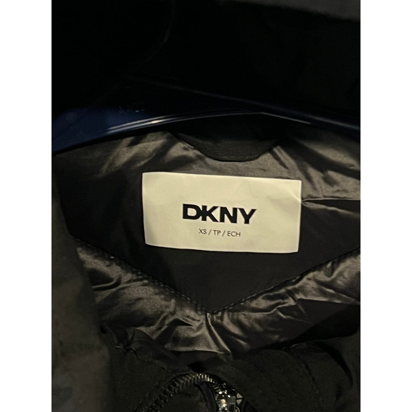 DKNY Parka mi-longue Capuche Noire Femme XS