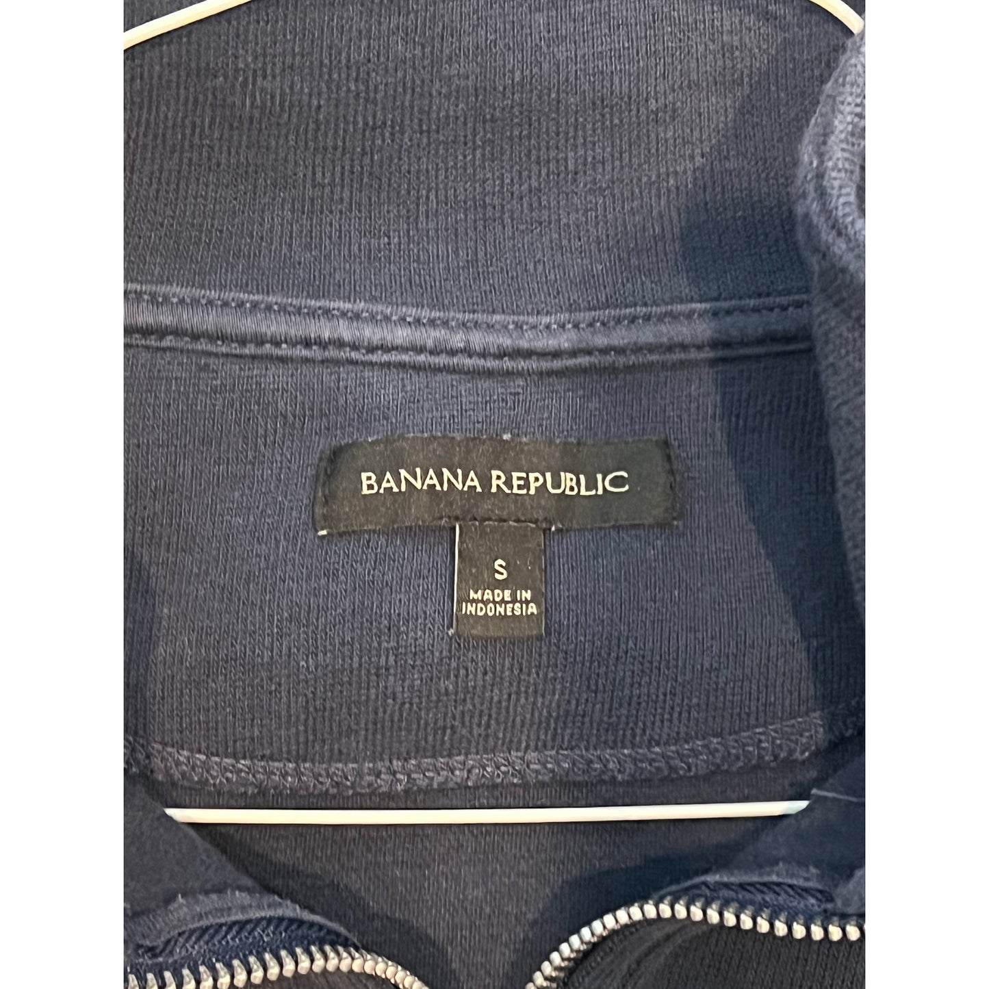 Banana Republic Pull Col Zippé Manches Longues Bleu Marine Homme Taille S