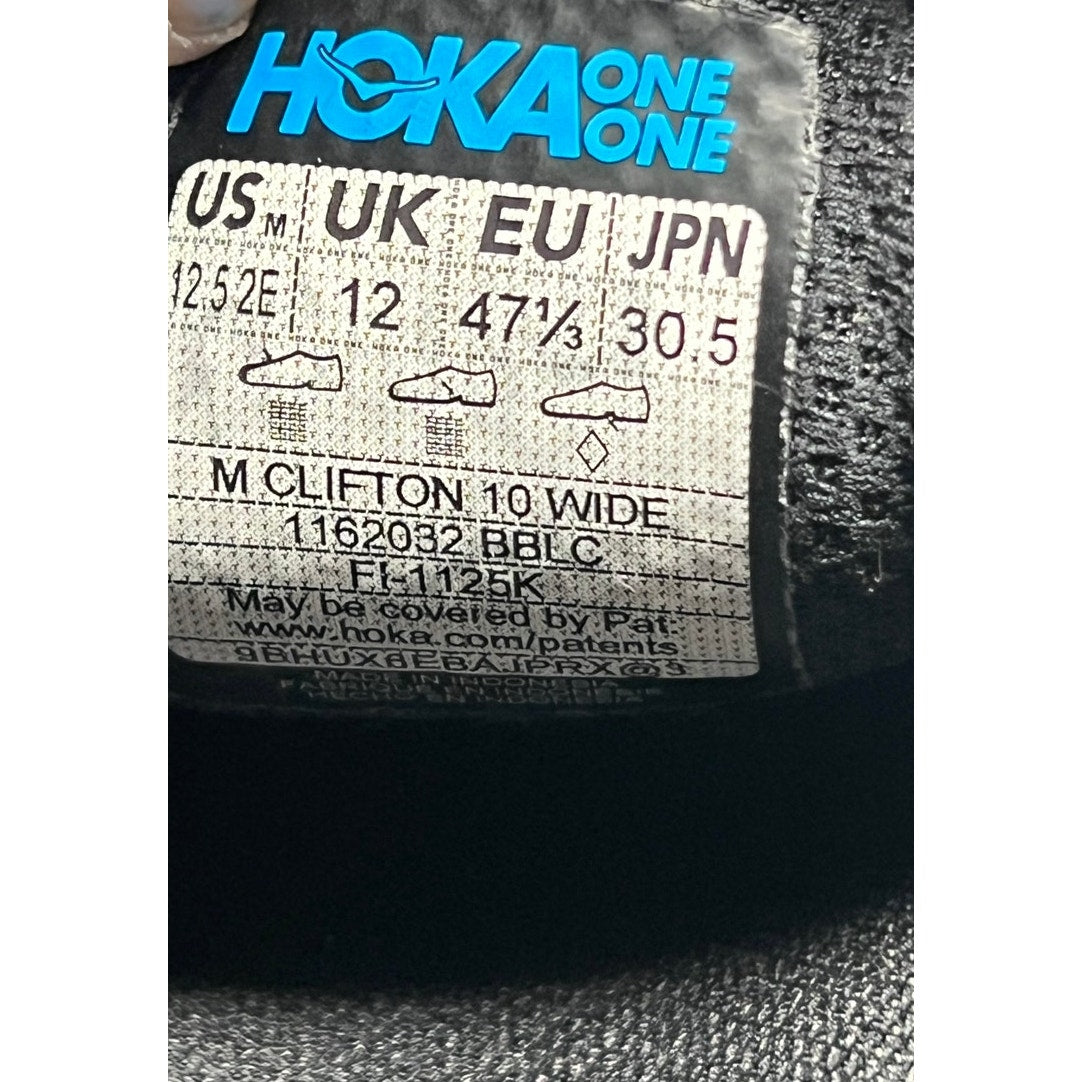Hoka One One Clifton 10 Black Mens 12.5 2E