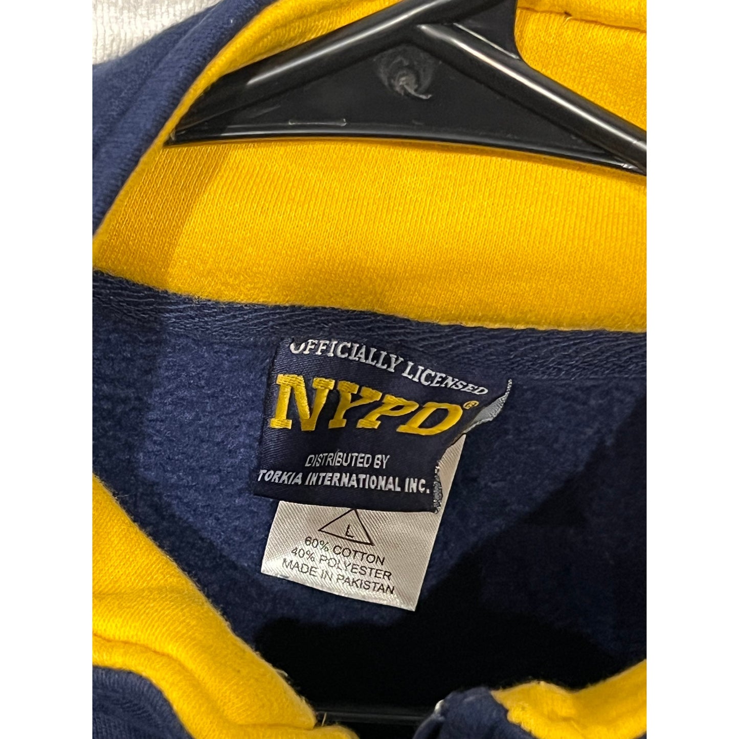 NYPD Navy Yellow Qtr Zip Fleece Mens Large