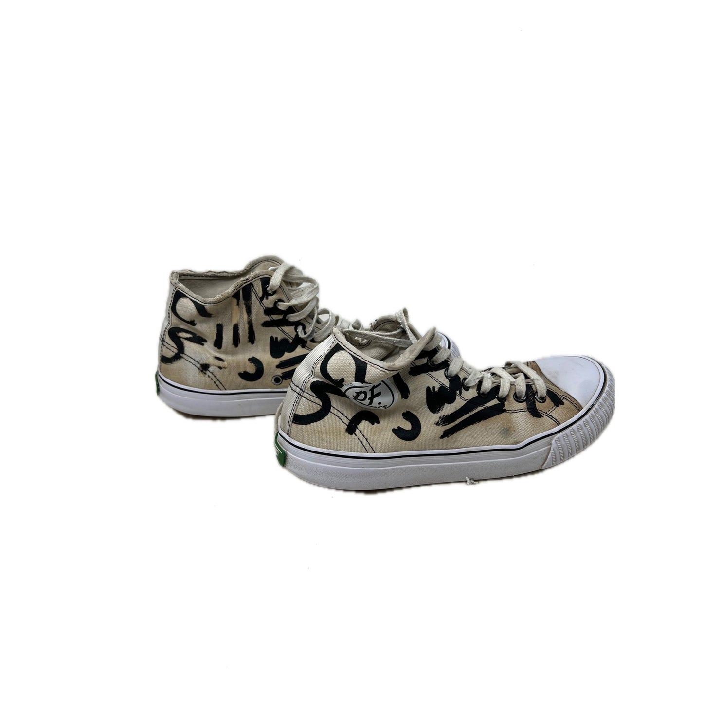 PF Flyers White Graffiti High Top Canvas Sneakers Mens 7.5