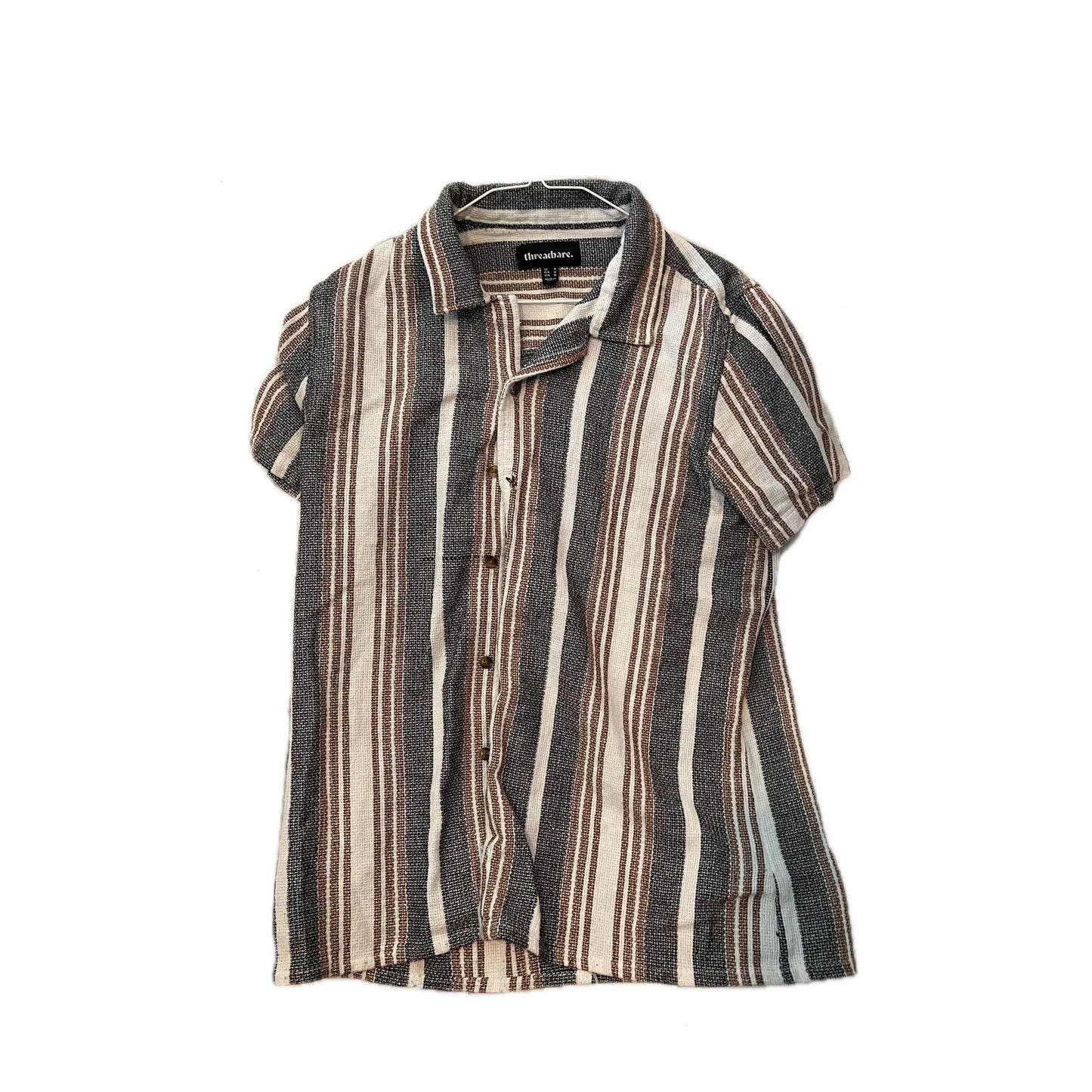 Chemise Homme Manches Courtes Tricotée Boutonnée Usée Taille M