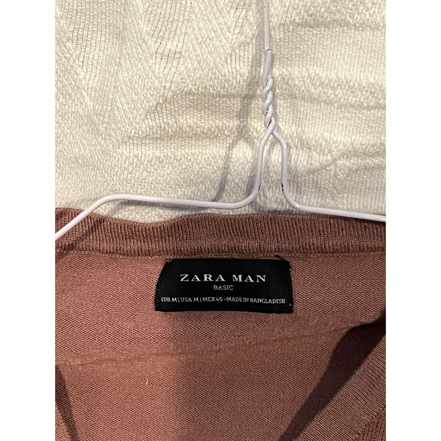 Zara Man Rust/Beige  Crewneck Thin Light Sweater Mens Medium