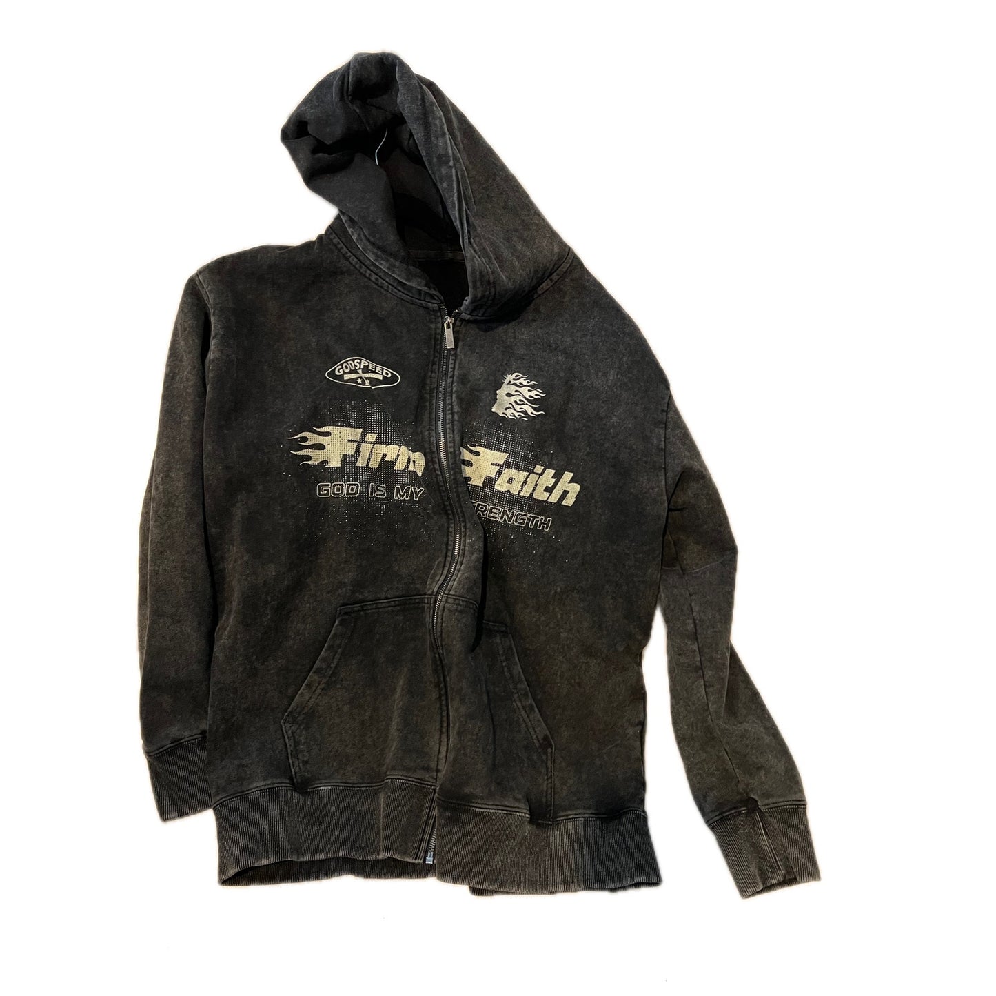 Sudadera con Capucha y Cremallera Completa para Hombre, Talla Grande, con la inscripción "Firm Faith God is My Strength"