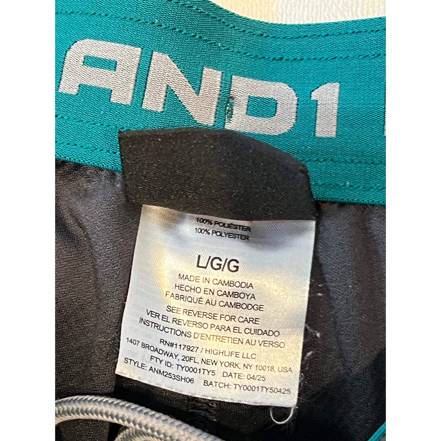 AND1 Black Sea Green Basketball Shorts Mens L